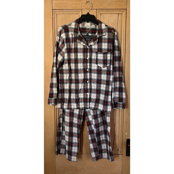 L.L.Bean Womens  Scotch Plaid Flannel Cotton Pajama Set Medium Petite Red XM EXC - Picture 2 of 12